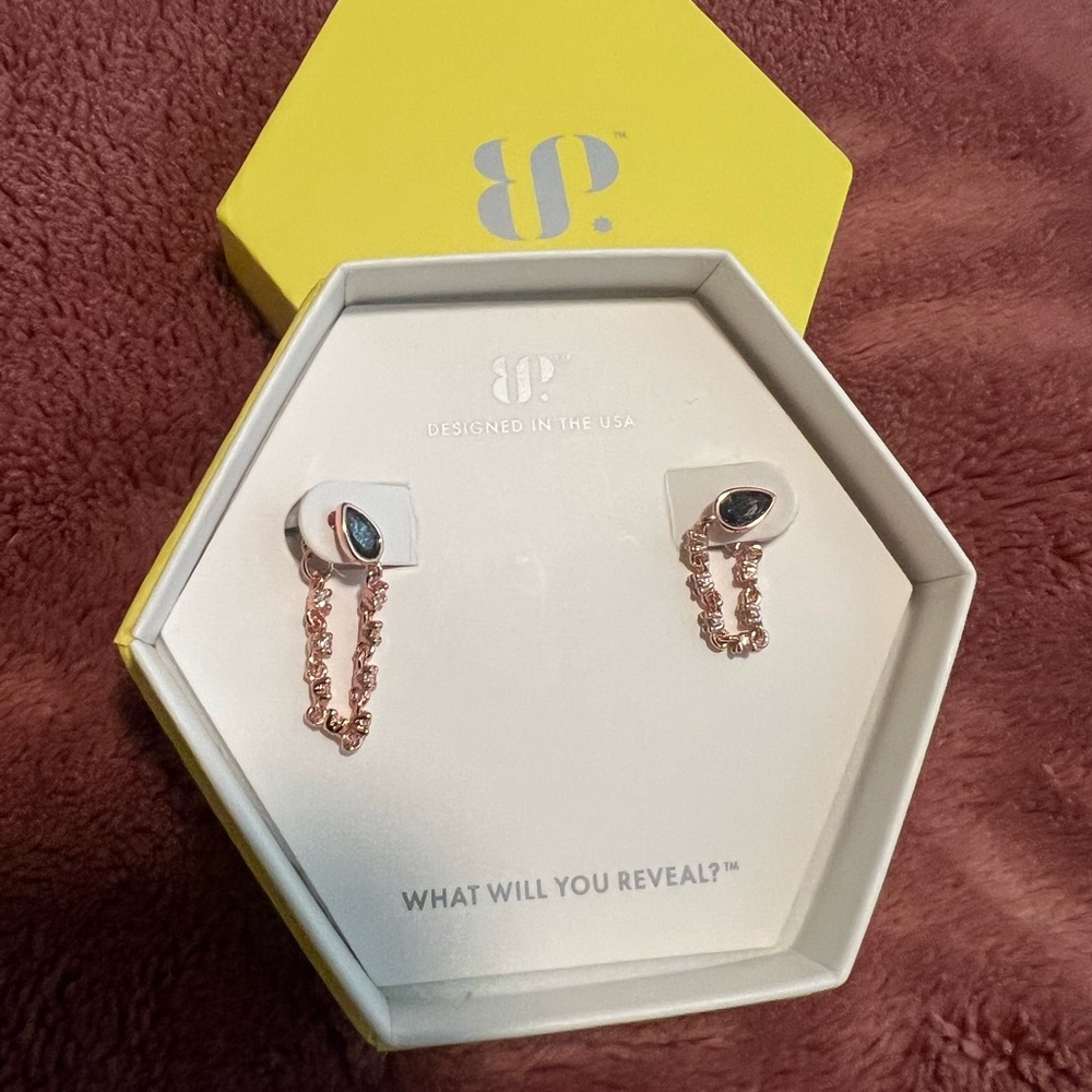 SOLD—-BP Earrings - Rose Gold / Black Onxy